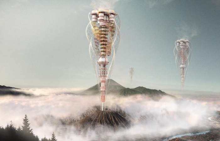 Мобильные небоскребы, печатные здания и дома над вулканами показывают здания будущего