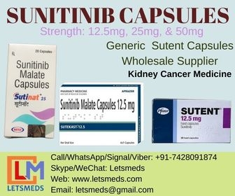 Sutent 12.5mg Capsules with Sunitinib manufactured by Pfizer Ltd
