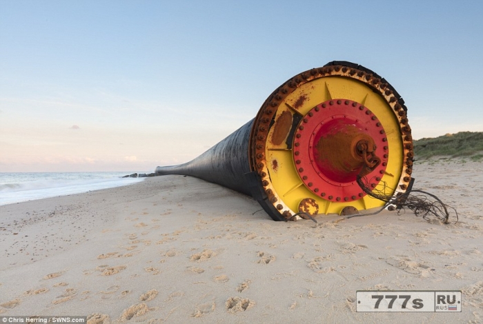 Гуляющие по пляжу были потрясены 450-метровой пластиковой трубой выброшенной на британский берег.