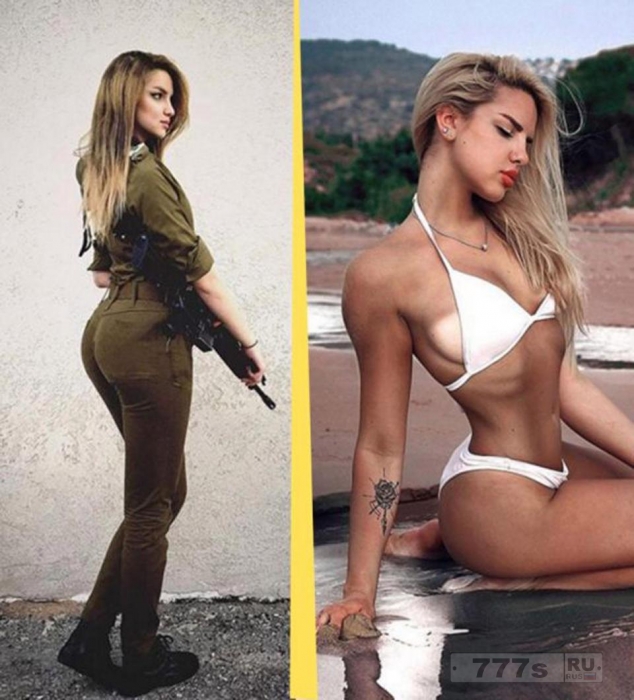 Одетые в бикини женщины солдаты израильской армии позируют с оружием на опасных сексуальных снимках