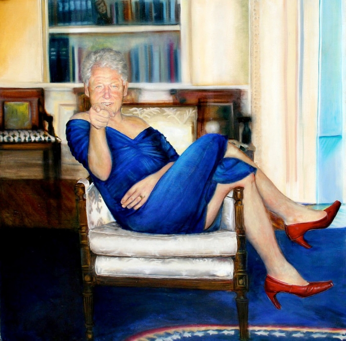 В логове у педофила Джеффри Эпштейна была картина Билла Клинтона в синем платье и красных туфлях. Чтобы это могло означать?