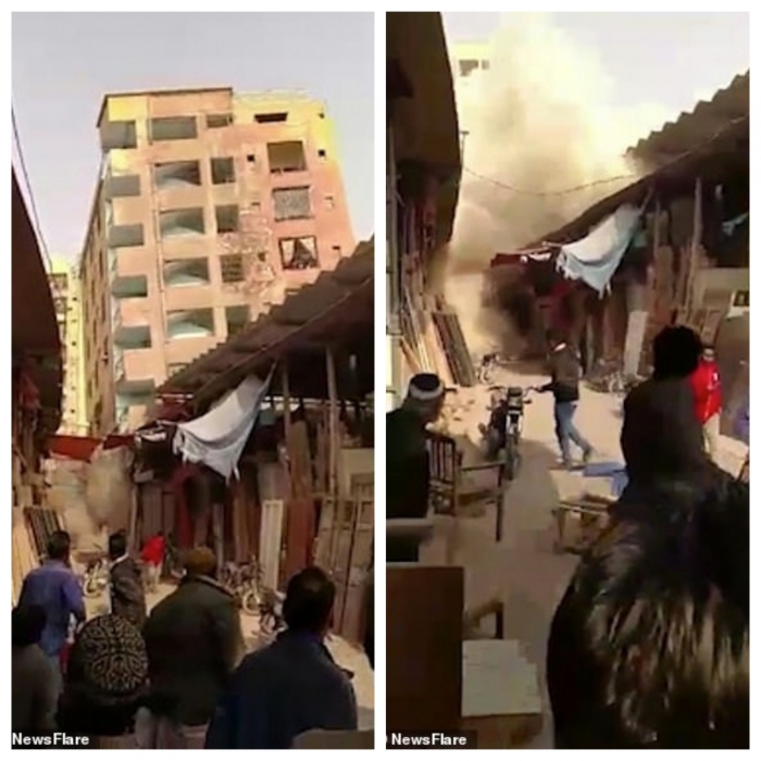 Ужасно. Шестиэтажный жилой дом в Карачи обрушился через 40 минут после того, как его эвакуировали