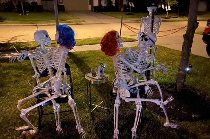 Выставка скелетов в стрип-клубе на Хэллоуин пробирает до самых костей