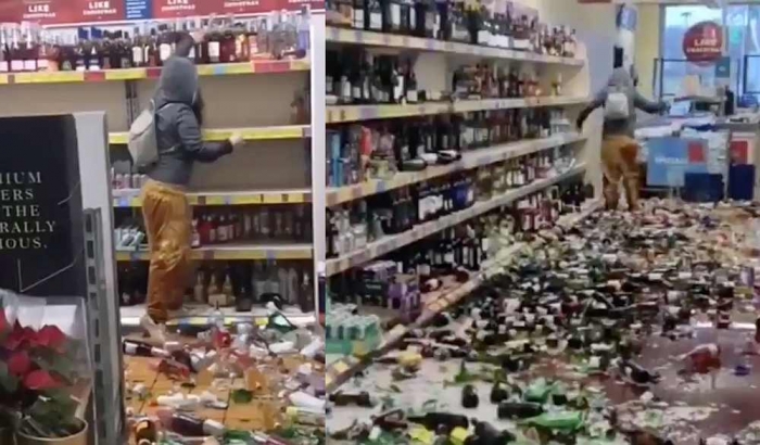 Женщина в Англии в ярости разбила 500 бутылок спиртного в супермаркете